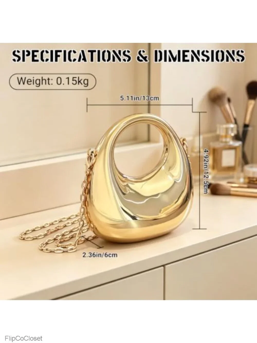 Acrylic Mini Crescent Clutch Bag with Detachable Chain_5